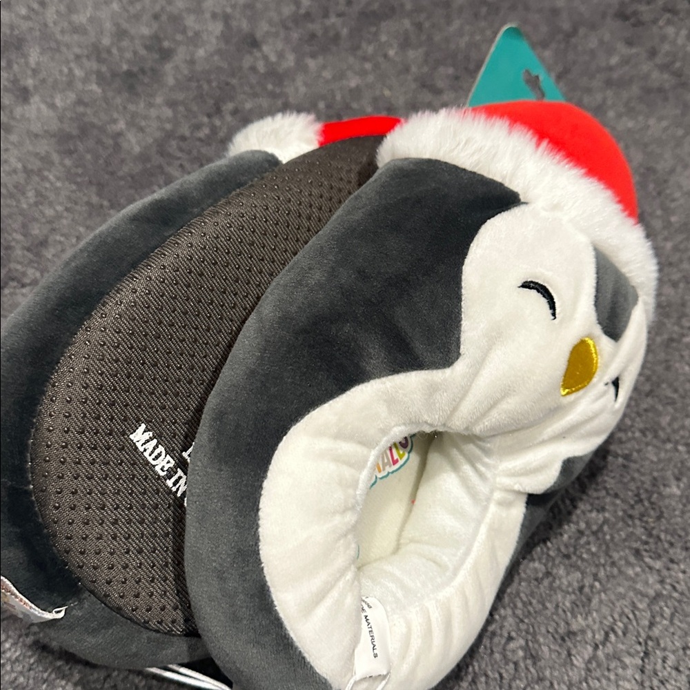 Squishmallows Red and White Plush Penguin with Santa Hat Slippers Kids 13/1